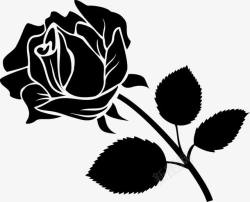 线描玫瑰一朵玫瑰花图标高清图片