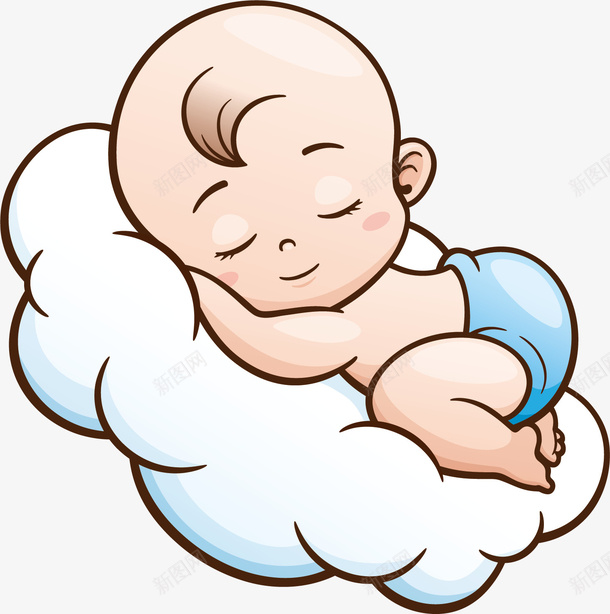 睡在云上的婴儿图标png_新图网 https://ixintu.com 云 卡通 婴儿 扁平