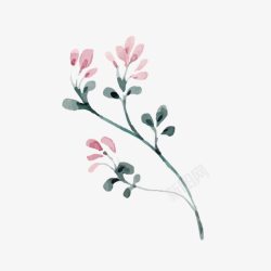 最小手绘复古水彩花卉树叶高清图片