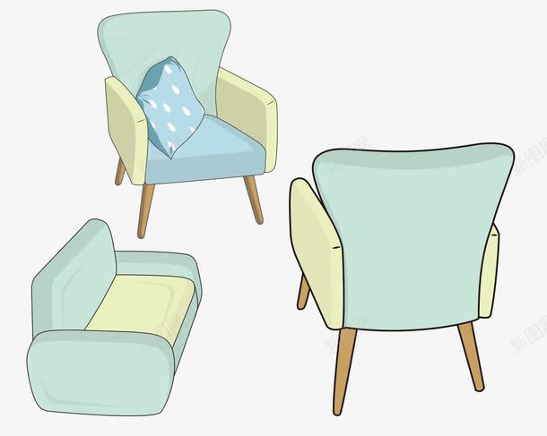 卡通手绘家具沙发椅子png免抠素材_新图网 https://ixintu.com 卡通手绘 坐位 坐席 家具沙发 家庭 座位 抱枕 椅子 绿色的