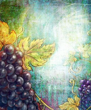 葡萄水果油画背景