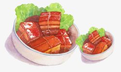 中国菜手绘东坡肉美食素材