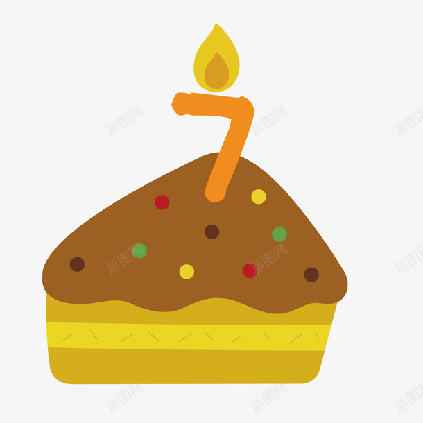 数字7的蛋糕矢量图ai免抠素材_新图网 https://ixintu.com 分层 手绘 数字 棕色 点状 生日蛋糕 蛋糕 蜡烛 装饰 矢量图