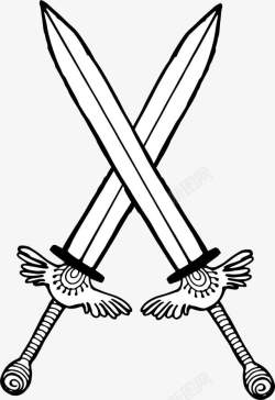 复古锋利宝剑手绘交叉的刀剑高清图片