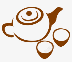 手绘中国风茶壶茶杯卡通手绘简笔画茶壶茶杯高清图片