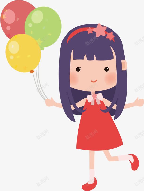 拿着气球的女孩png免抠素材_新图网 https://ixintu.com 可爱女孩 新年晚会 气球 气球束 矢量png 迎新晚会