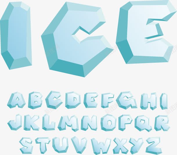 26个冰块大写字母png免抠素材_新图网 https://ixintu.com 棱角 渐变 蓝色