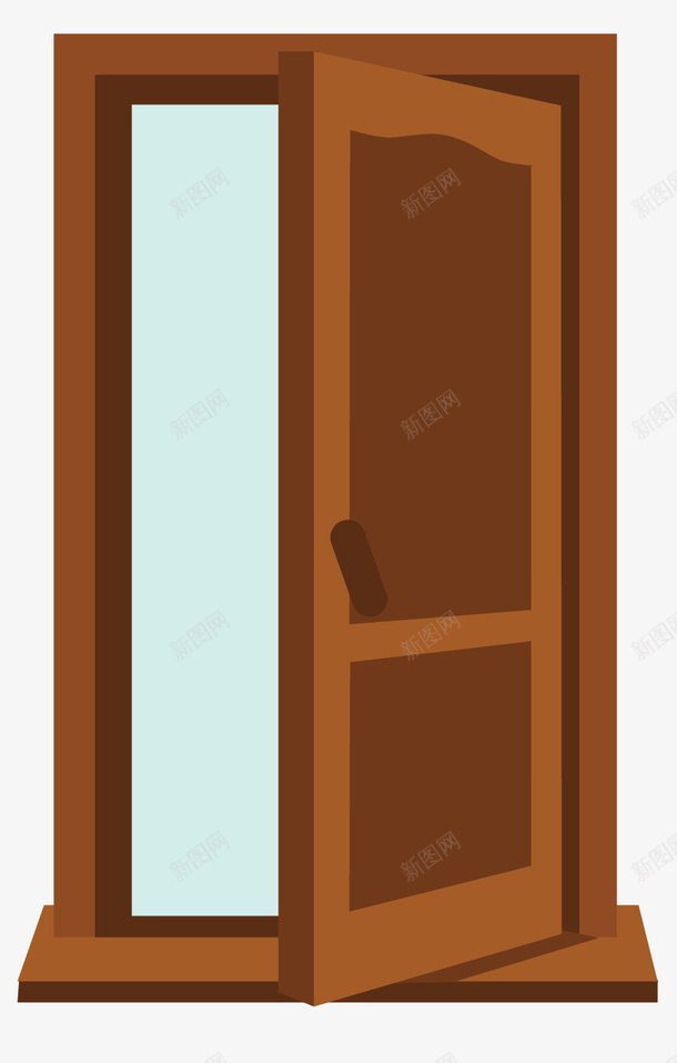 打开的房门卡通图png免抠素材_新图网 https://ixintu.com 卧室门 家具 房门 手绘图 打开的 木质门 简图 门打开了
