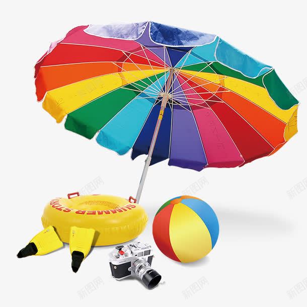 夏季海边png免抠素材_新图网 https://ixintu.com 唯美 夏季 大海 太阳伞 气球 沙滩 海洋 海边 遮阳伞