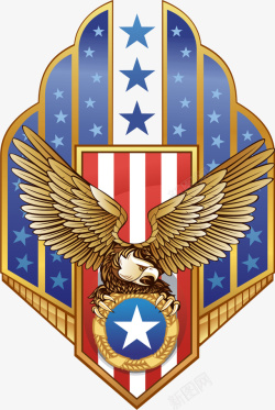 美国美孚logo金属白头鹰星条旗徽章高清图片