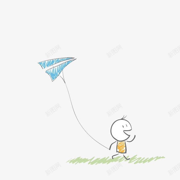卡通小人纸飞机png免抠素材_新图网 https://ixintu.com 创意 卡通 可爱 童年 纸飞机 纸飞机图案 风筝