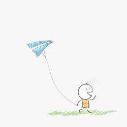 风筝图案卡通小人纸飞机高清图片