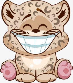 豹纹装饰坐着微笑的卡通豹子高清图片