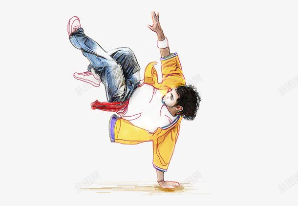 手绘跳街舞的男生png免抠素材_新图网 https://ixintu.com 手绘跳街舞的男生 海报 装饰图案