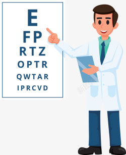 体检医生体检检查视力的医生矢量图高清图片