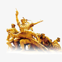 抗日中的解放军雕像素材