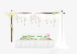 森系紫色婚礼花艺主体婚礼签到桌高清图片