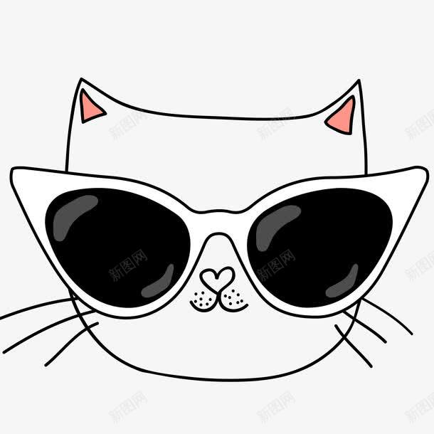 猫咪头像png免抠素材_新图网 https://ixintu.com 创意 动物 卡通 可爱 墨镜 宠物 手绘 水彩 黑色