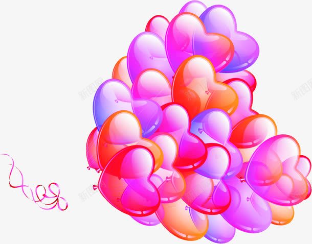 红紫色心形气球浪漫png免抠素材_新图网 https://ixintu.com 气球 浪漫 紫色