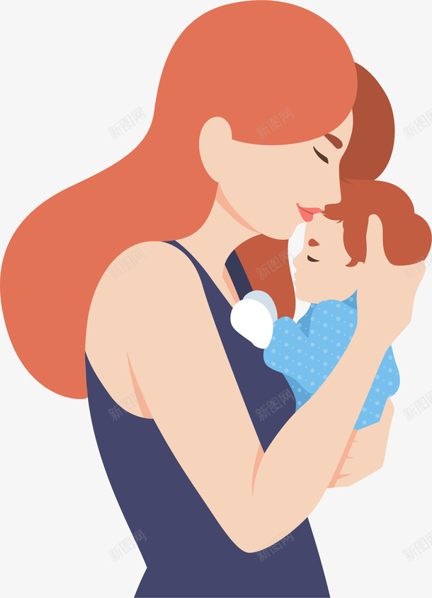 母亲节美丽的妈妈png免抠素材_新图网 https://ixintu.com 头靠着头 托着头 抱着小孩 母亲节 母爱 美丽的妈妈
