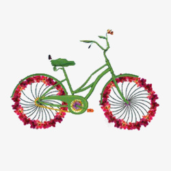 视频营销插图矢量图花香之自行车飞行高清图片