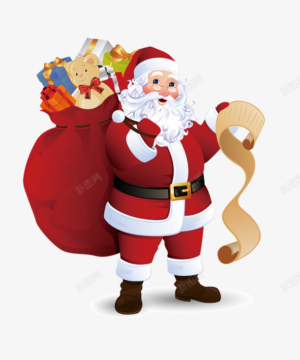 圣诞圣诞老人png免抠素材_新图网 https://ixintu.com 卡通 圣诞老人 圣诞节 圣诞节老公公 礼物 背包袱的圣诞老人