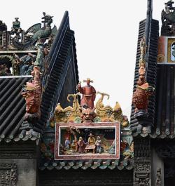 广州陈家祠岭南文化屋顶雕塑高清图片