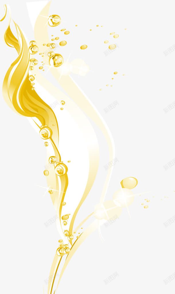 手绘金色彩带png免抠素材_新图网 https://ixintu.com 唯美 弧线 彩带 手绘 旋转 水滴 简约 金色