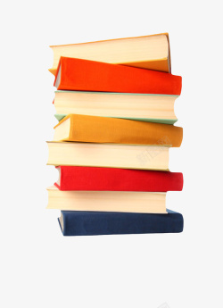 纯色封面堆叠不整齐的一叠书实物素材