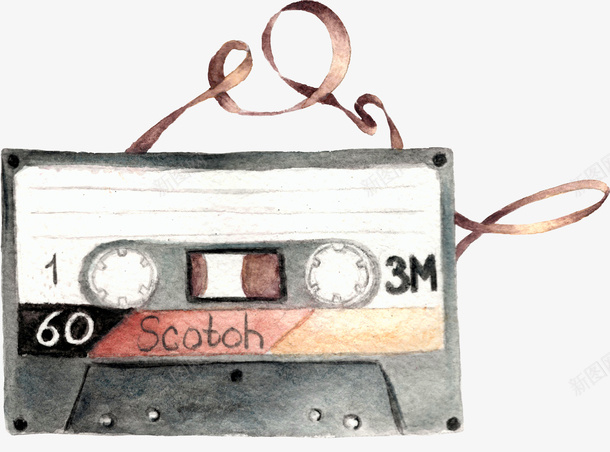 可爱磁带的水彩手绘png免抠素材_新图网 https://ixintu.com 八十年代 创意 卡带 可爱 复古 彩色 旧时物件 明亮 磁带