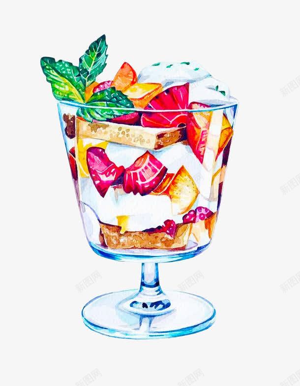 美味水果捞png免抠素材_新图网 https://ixintu.com 手绘 水果 水果捞 玻璃方杯 甜品 美味 美食
