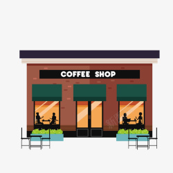 扁平化商店咖啡厅建筑物矢量图高清图片