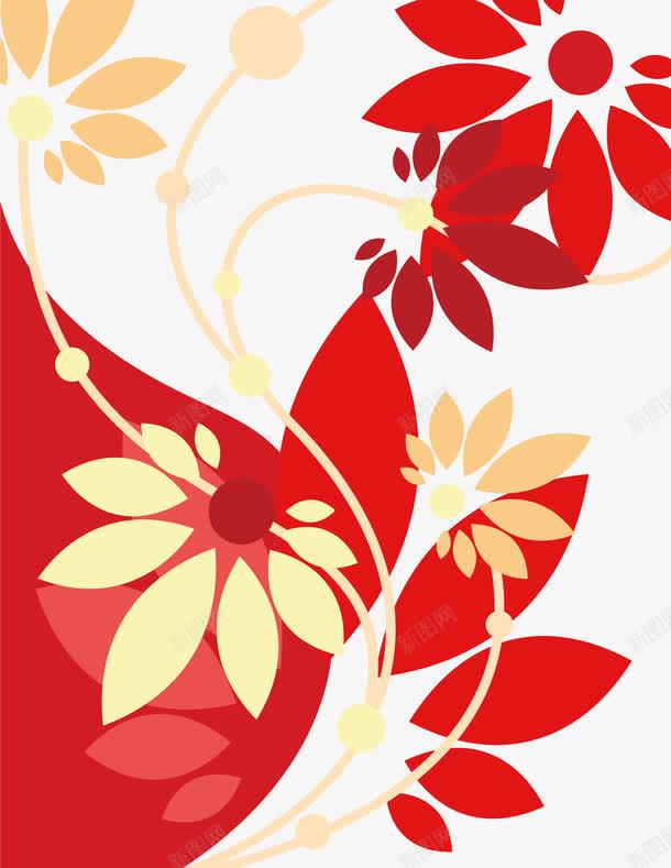 金色叶子红色花朵png免抠素材_新图网 https://ixintu.com 叶子花朵 春天矢量元素 自然植物 装饰图案 高贵