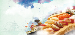日本海鲜拉面日本海鲜餐饮海报背景高清图片
