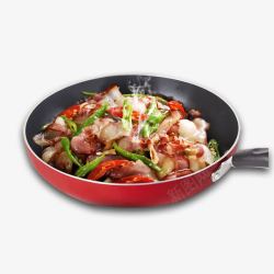 炒菜的铁锅海椒爆炒腊肉高清图片