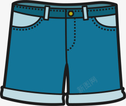 超短裤热裤卡通女士牛仔矢量图高清图片