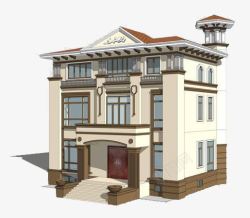 欧式别墅装修3D效果图整体房屋建筑效果图高清图片