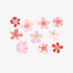 红色花蕊卡通简约腊梅花朵矢量图高清图片