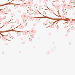 春天桃花盛开装饰春天桃花开满枝桠手绘矢量图高清图片