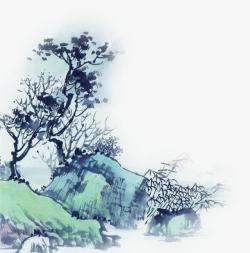 山水画效果中国风山水画效果元素高清图片