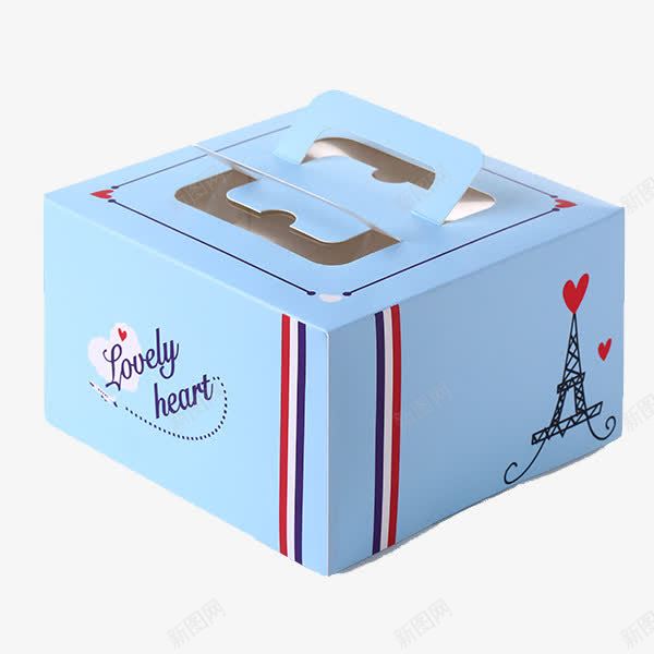 生日蛋糕盒png免抠素材_新图网 https://ixintu.com 产品实物 包装盒 生日蛋糕盒 糕点包装盒 纸盒 蓝色盒子 蛋糕包装盒 西点盒