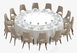 婚礼宴会椅套多人聚餐大圆桌高清图片