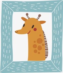 卡通动物长颈鹿相框素材