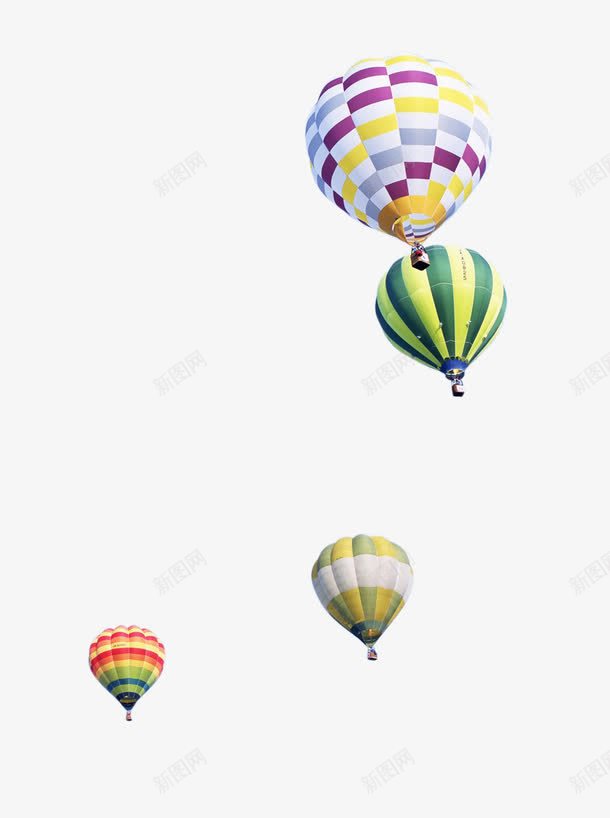 空中的气球png免抠素材_新图网 https://ixintu.com 免费PNG 彩色 热气球 球 绿色
