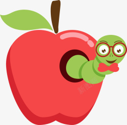 偷吃苹果的青虫素材