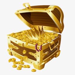 金色箱子手绘卡通宝箱金币皇冠高清图片
