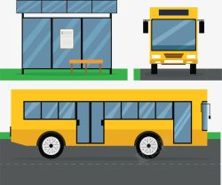 公交车停站台黄色公交站台模型矢量图高清图片
