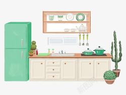 洗手台免抠小清新厨房装修高清图片