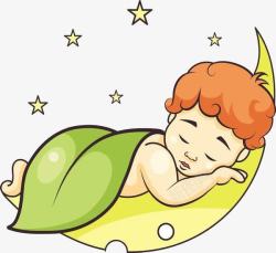 熟睡宝宝在月亮上睡觉高清图片