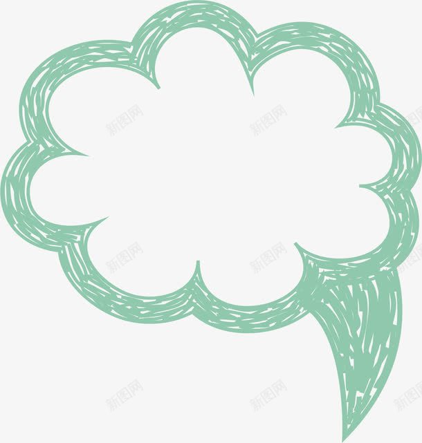 手绘绿色云朵框png免抠素材_新图网 https://ixintu.com 对话框 手账 手账素材 气泡框 矢量素材 绿色 说话云朵